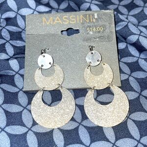 Massini “Silver Sparkling” Dangle Pierced Earrings NWT